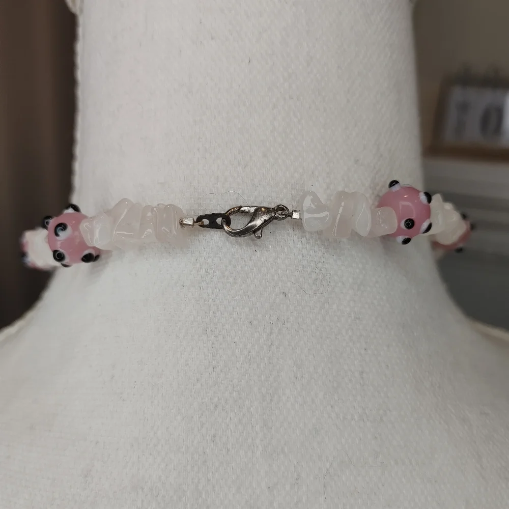 KIDS HANDMADE GLASS CHIP BEAD NECKLACE 14
